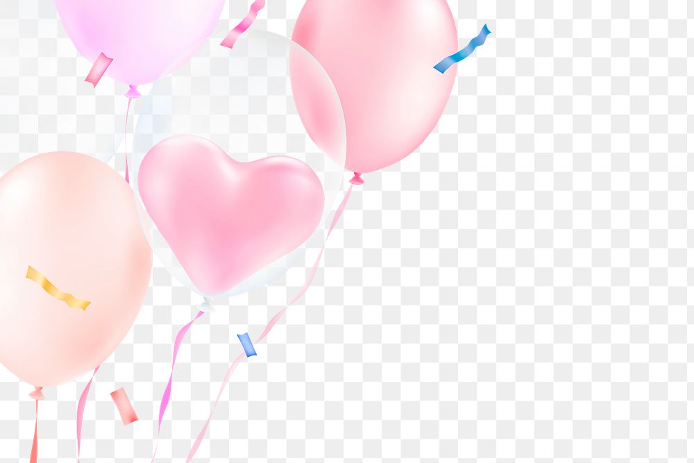 Birthday png design frame, balloon art