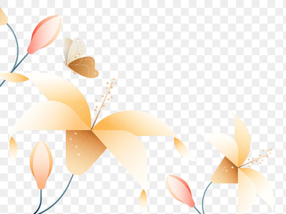 graphic lilies png flower design border, transparent background, aesthetic design