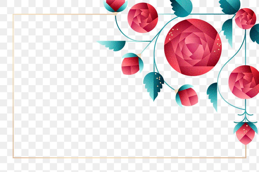 Graphic rose png design frame, transparent background, aesthetic design