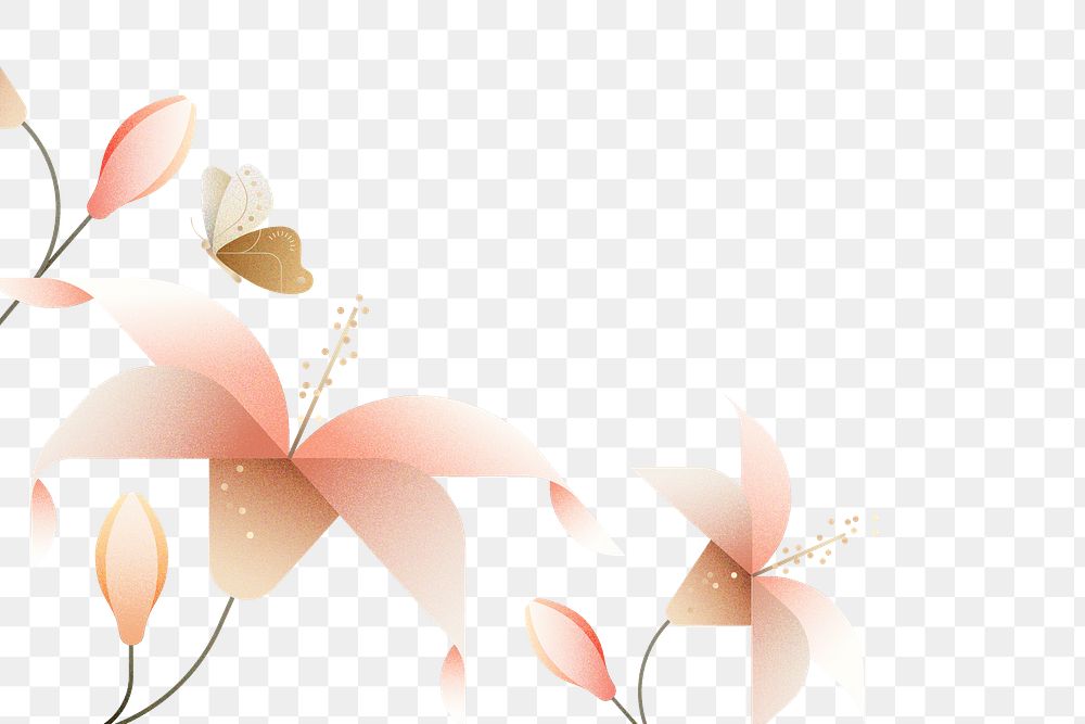 Pink lilies png, flower design border sticker, transparent background