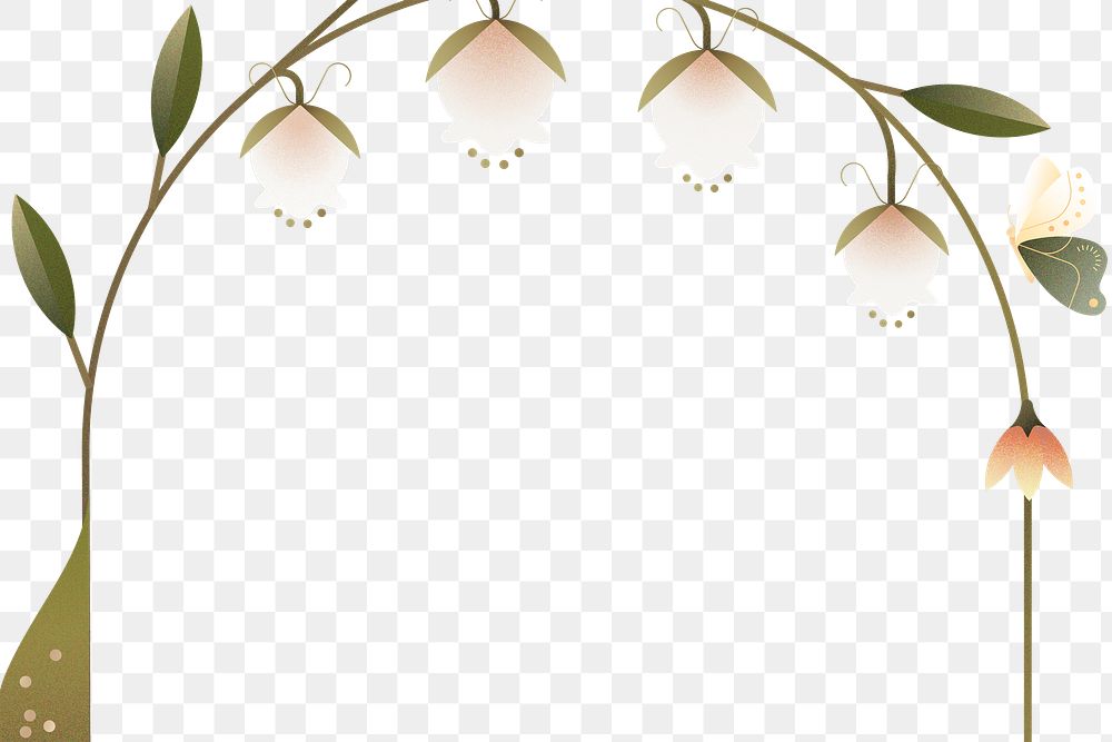 Aesthetic geometric flower frame png, flower design element, transparent background