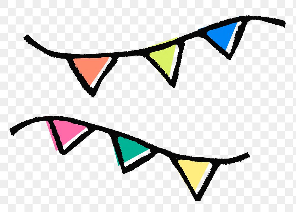 Party bunting png sticker, colorful festive decoration