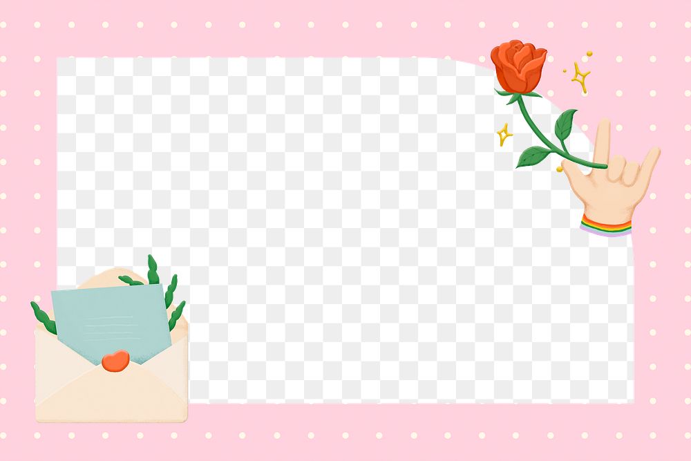 Aesthetic png frame, valentine&rsquo;s, doodle, transparent 