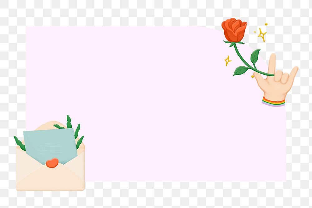 Aesthetic png frame, valentine&rsquo;s, doodle, transparent 
