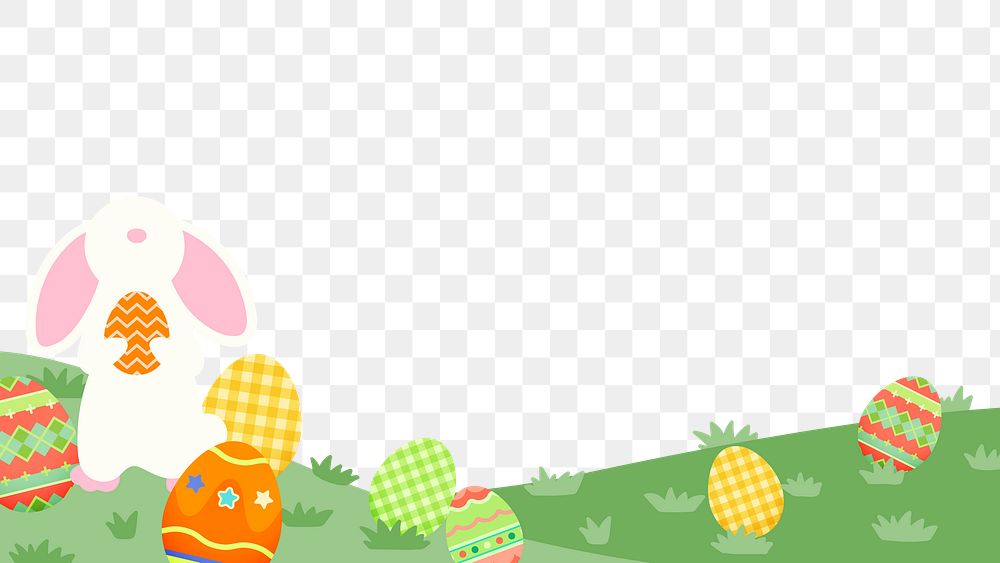 Easter bunny png transparent background, cute border 