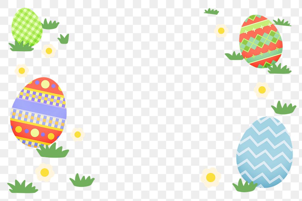 Easter celebration png transparent background, patterned egg frame border