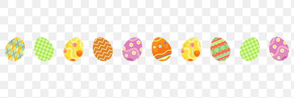 Easter eggs png patterned divider, cute collage element
