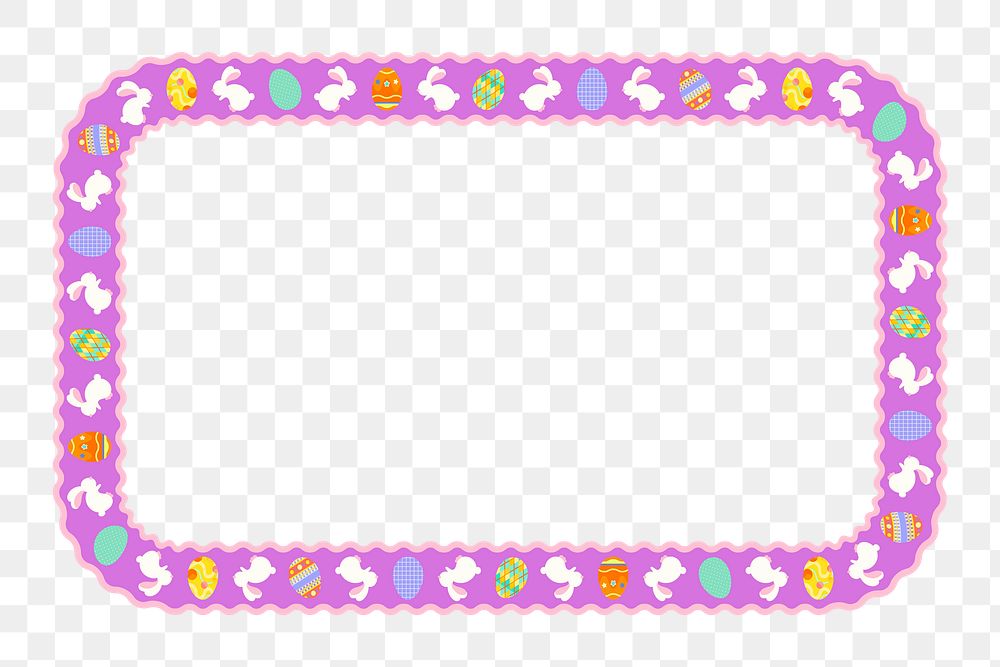 Purple png frame, Easter celebration pattern on transparent background