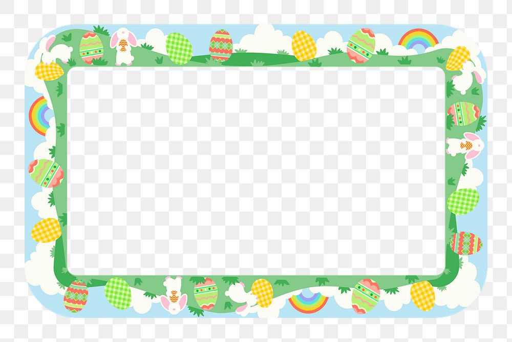 Festive Easter png frame, cute egg pattern for kids