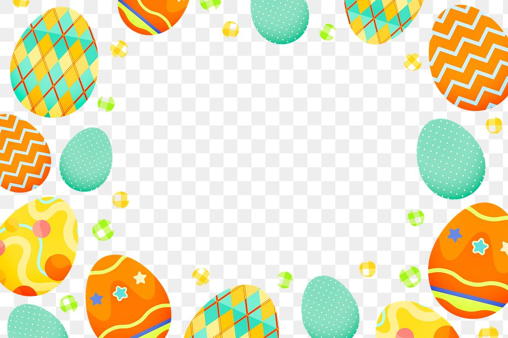Easter png frame, transparent background in festive pattern design