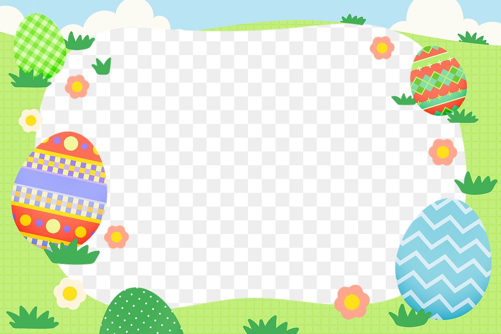 Green Easter png frame, transparent background