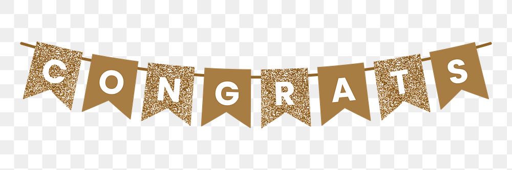 Png congrats party banner sticker, gold design