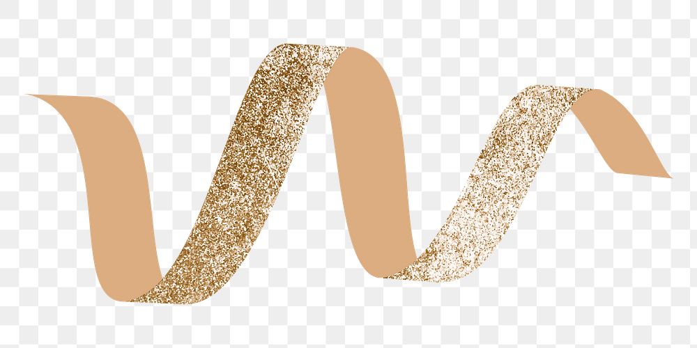 Gold glitter ribbon png decoration element, transparent background