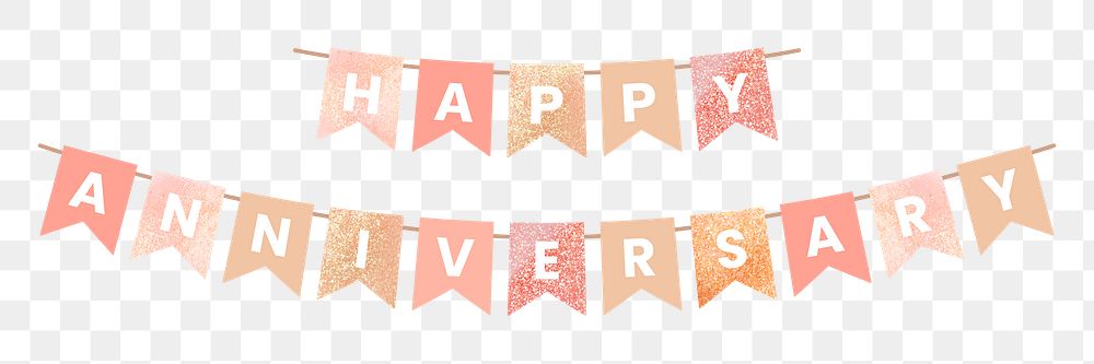 Png happy anniversary celebration banner sticker, pastel design