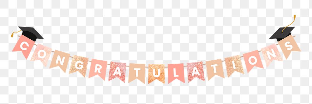 Png congratulations graduation banner clipart, celebration sticker design