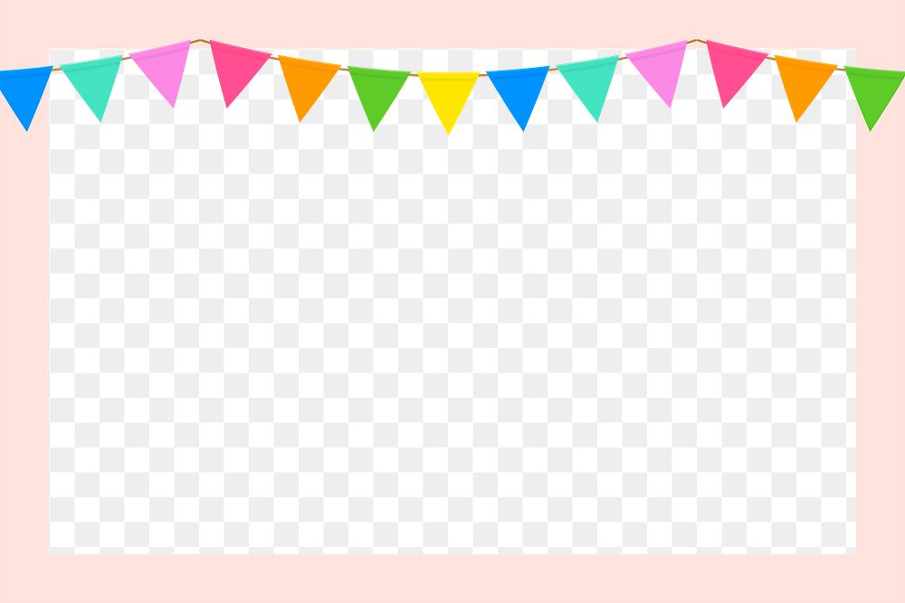 Png colorful party invitation frame, celebration, transparent background