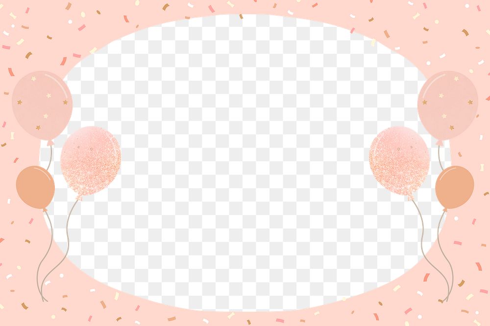 Pink balloons png frame background, party design