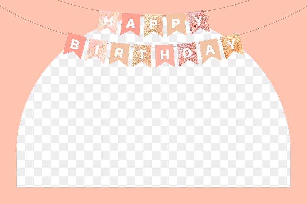 Png happy birthday pastel frame, celebration background