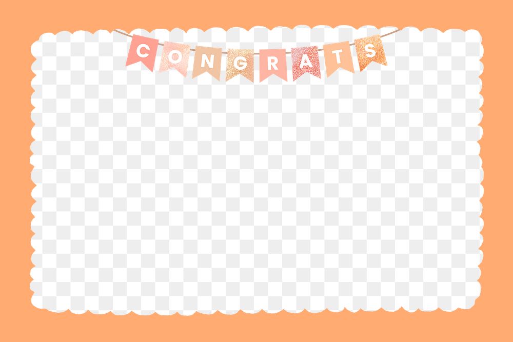 Orange png congrats glitter frame, transparent background