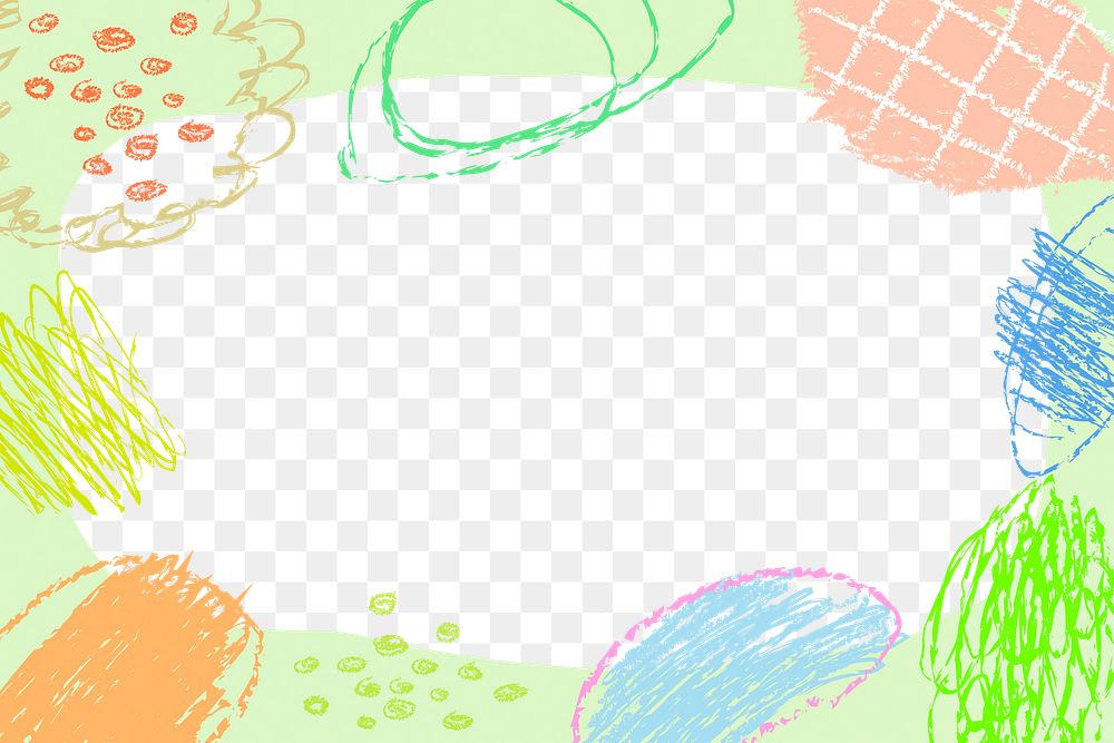 Colorful doodle png frame, crayon scribble design