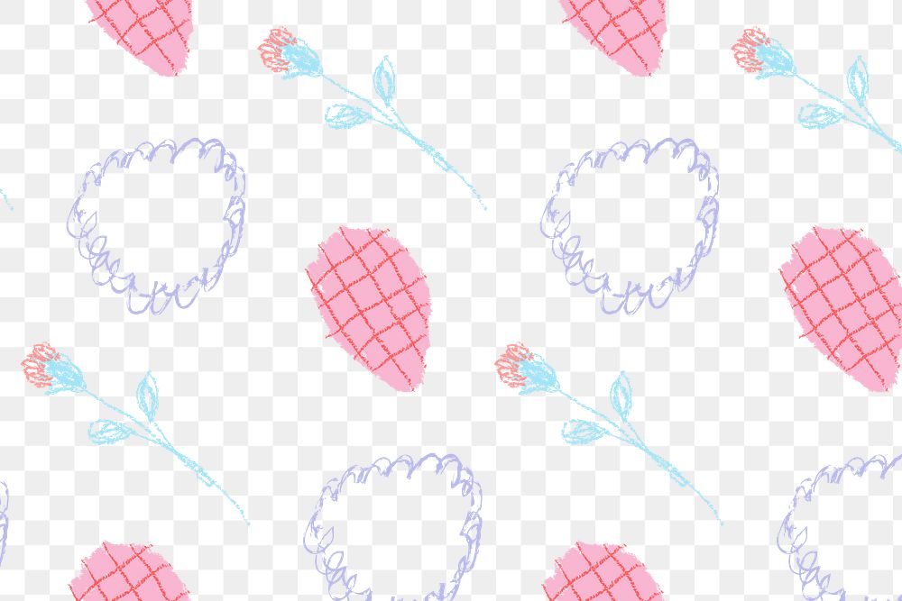 Seamless png crayon pattern background, colorful girly doodle design