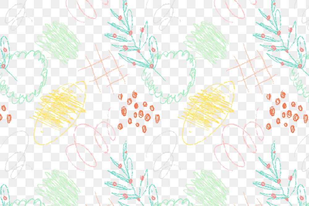 Colorful feminine pattern png background, crayon line art design