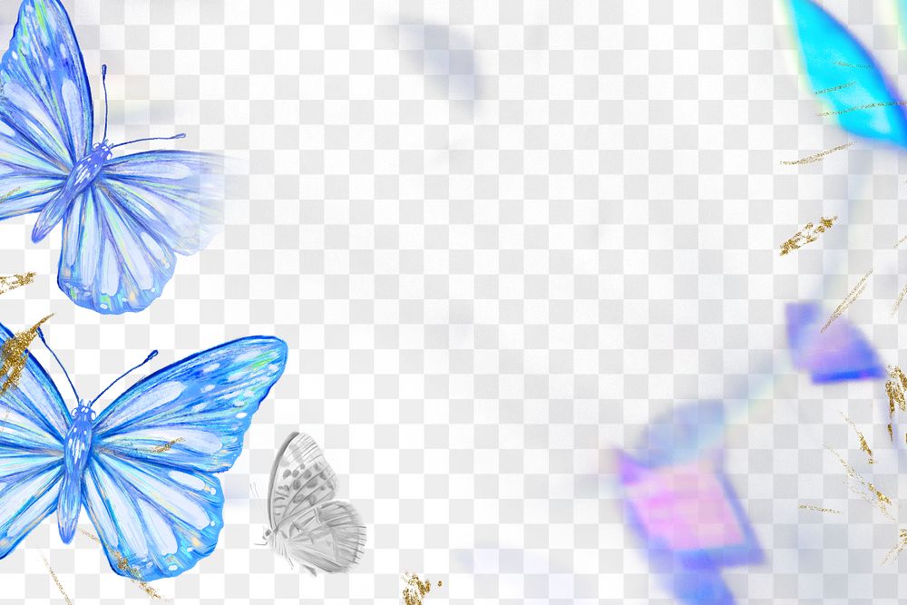 Butterfly png border frame background, aesthetic nature, transparent design