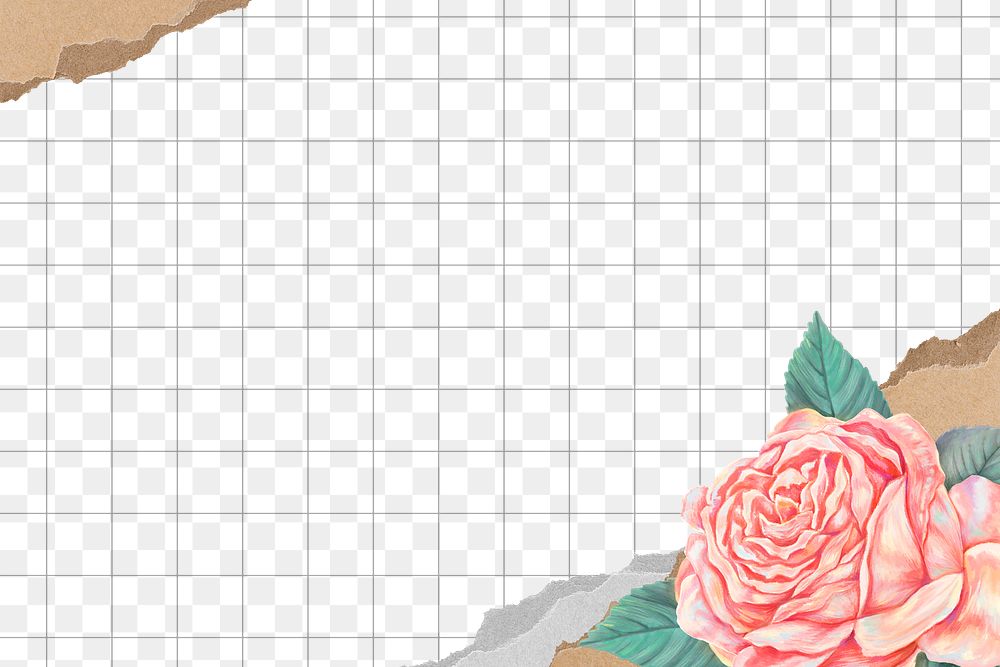 Aesthetic rose png border frame background, transparent design