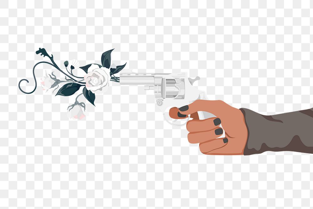 Flower gun png sticker, transparent background
