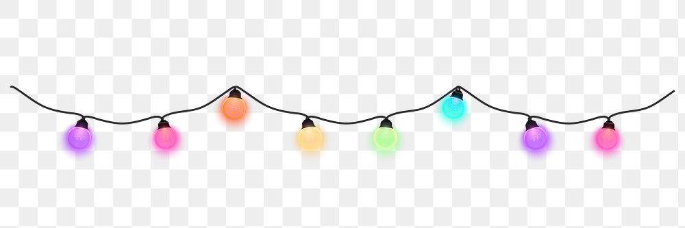 Christmas light border clipart, colorful design, transparent background