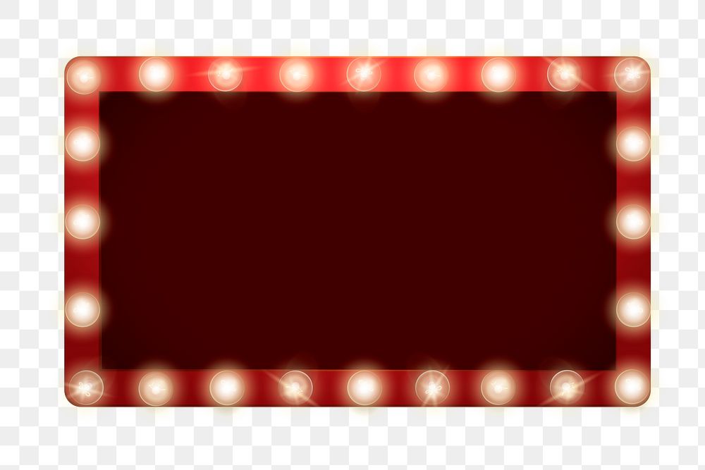 Red png frame, light bulb, transparent background 