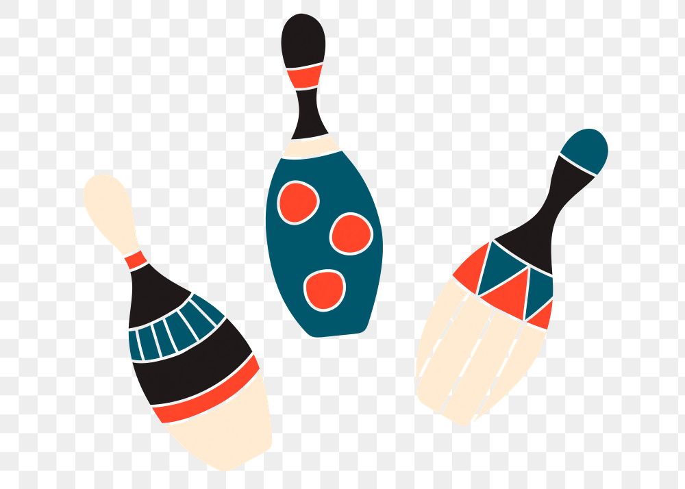 Bowling pins png sticker, cute circus accessories, transparent background