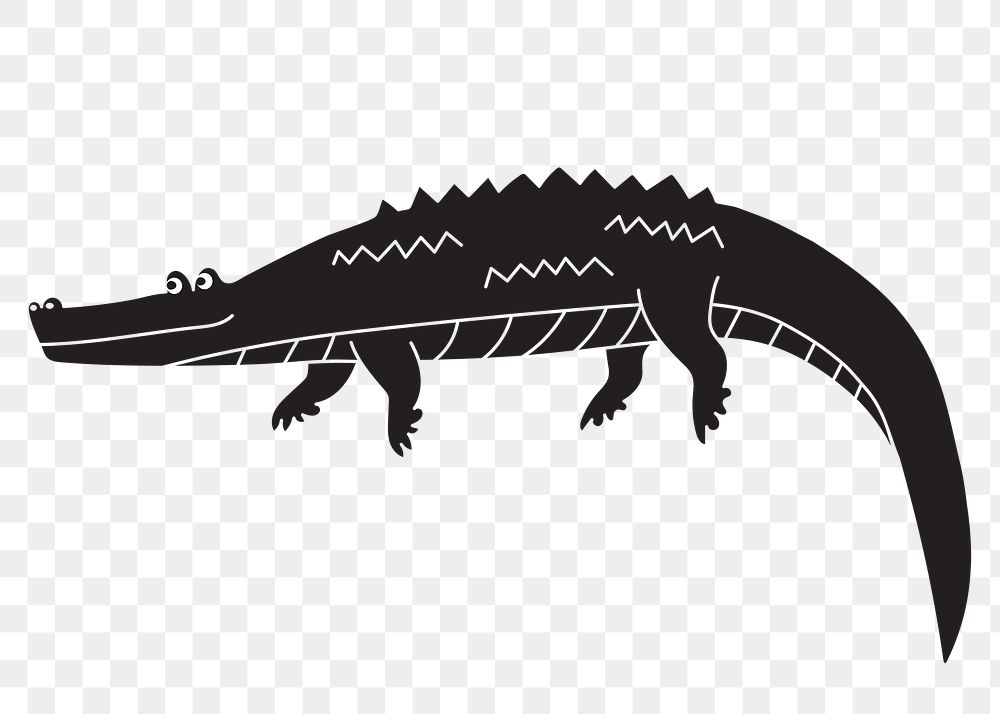 Black crocodile cartoon png sticker, cute animal illustration, transparent background
