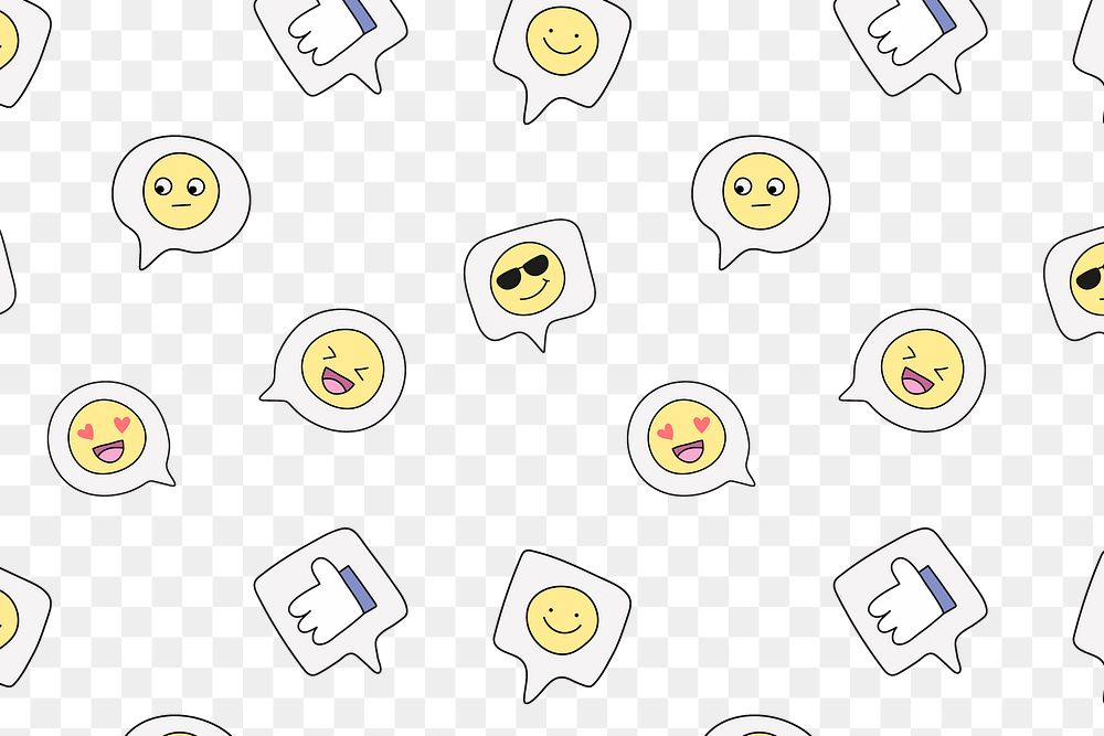 Emoticon png pattern, transparent background, cute design