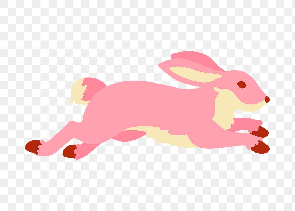 Jumping rabbit png sticker, animal illustration, transparent background