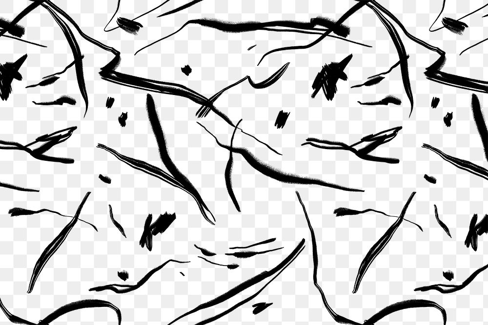 Black squiggle png doodle pattern, transparent background