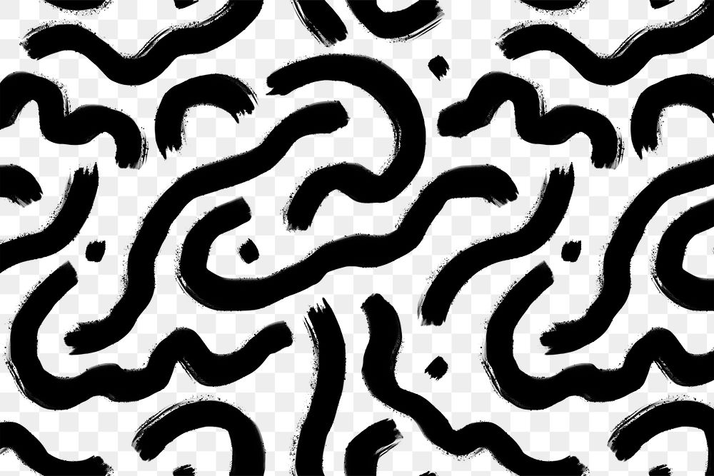 Black scribble png doodle pattern, transparent background