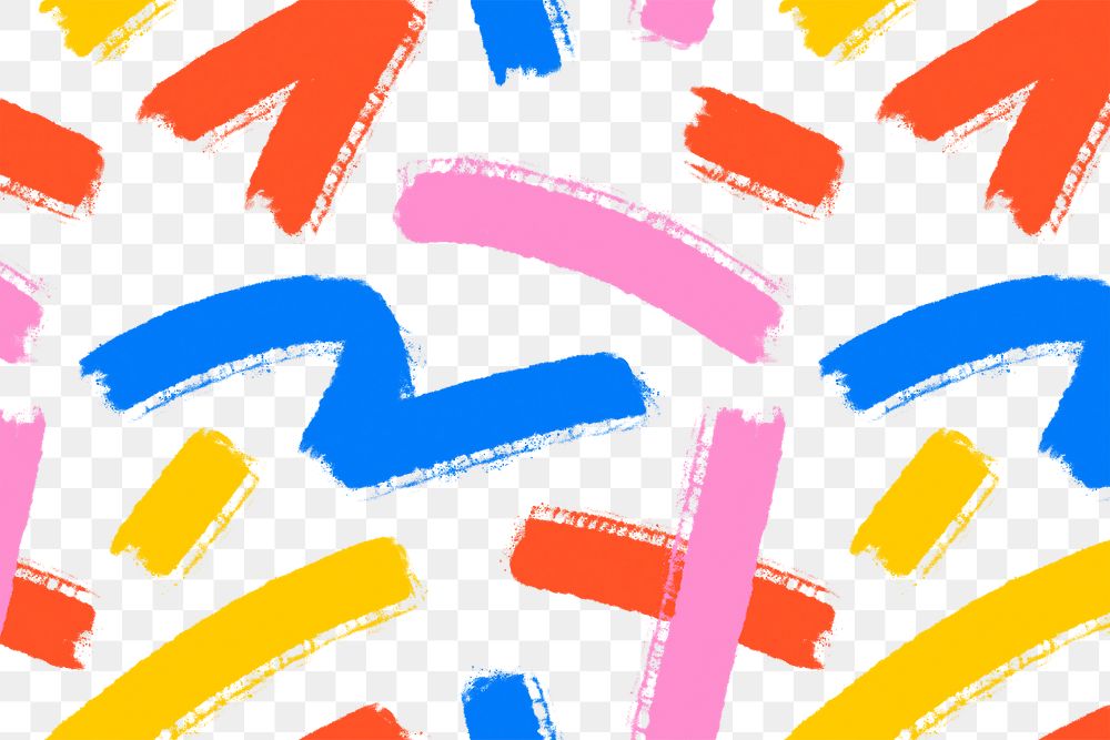 Colorful brush png pattern, abstract design, transparent background