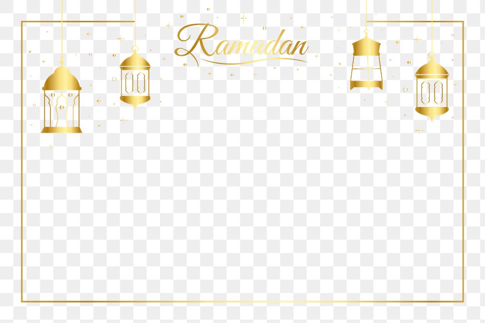Ramadan png frame, luxurious color line art design, transparent background