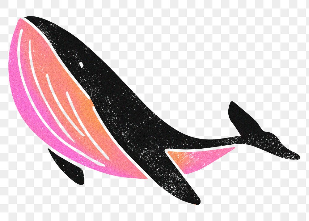 Gradient whale png sticker, transparent background
