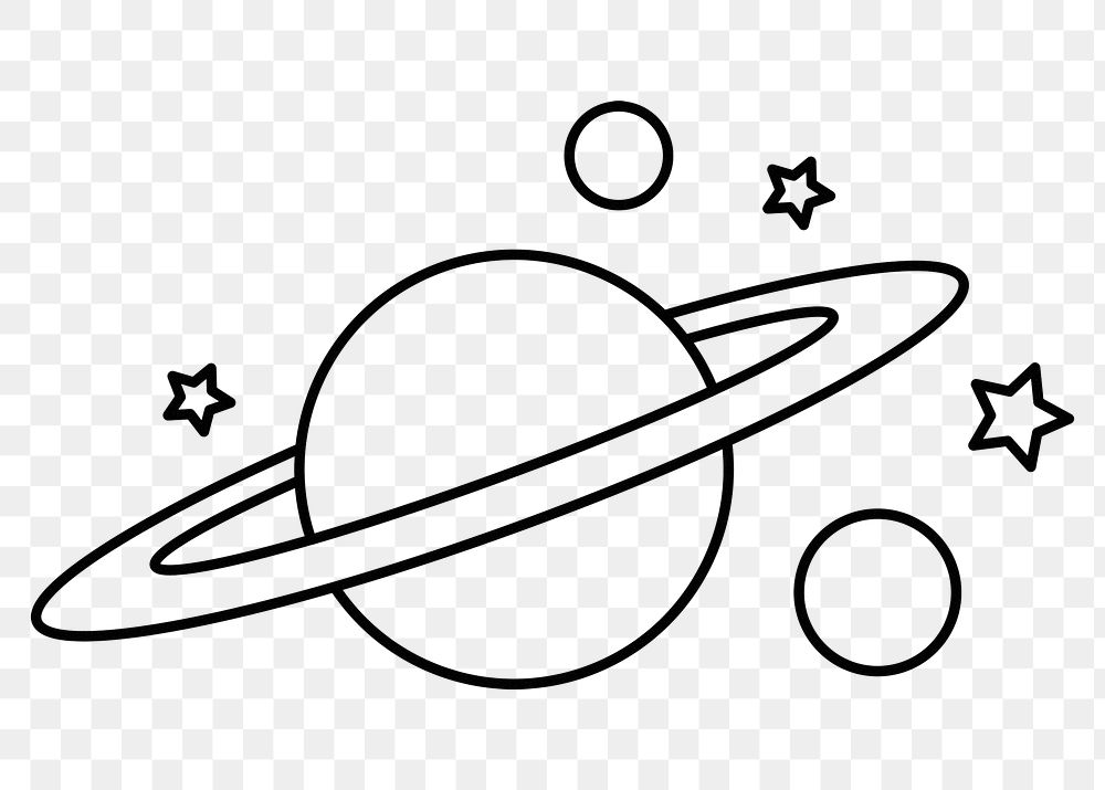 Saturn doodle png sticker, galaxy, transparent background