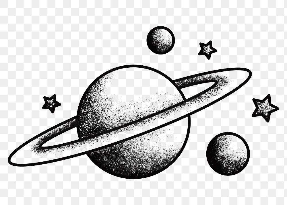 Saturn drawing png sticker, planet, transparent background
