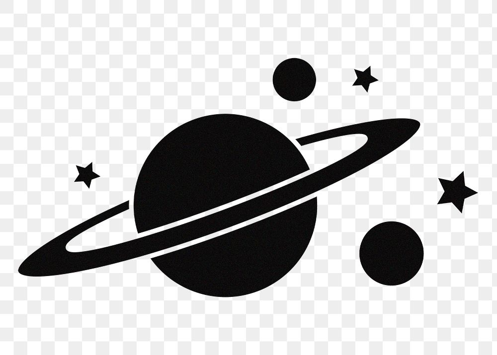 Black Saturn png sticker, celestial, transparent background