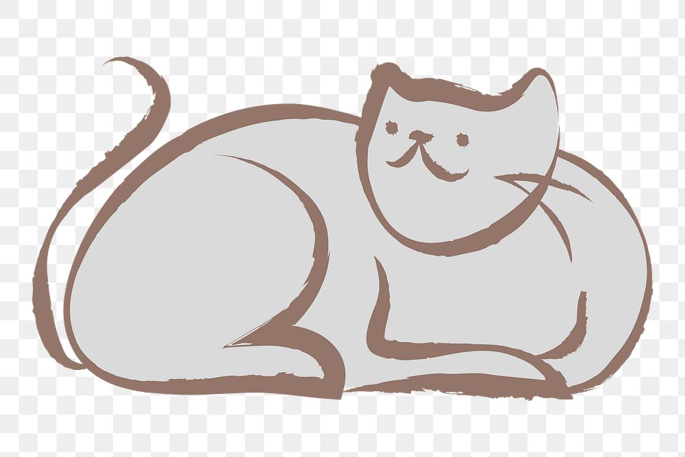 Sitting cat png sticker, pastel doodle in aesthetic design on transparent background