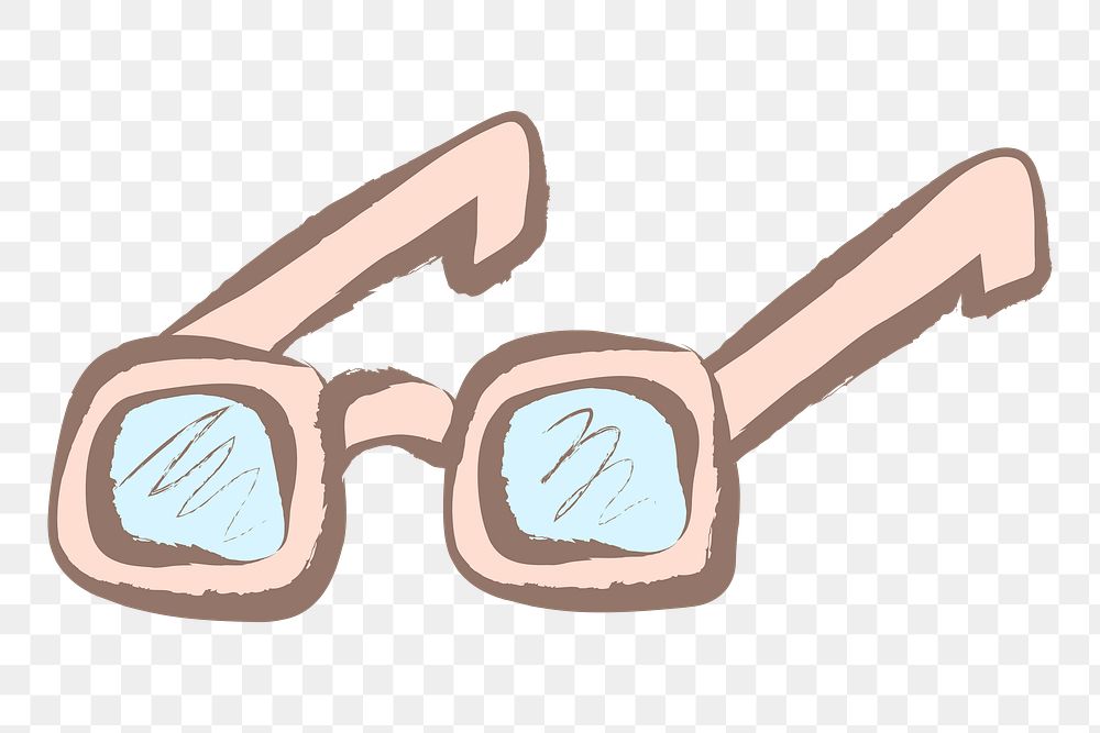 Eyeglasses png sticker, pastel doodle in aesthetic design on transparent background