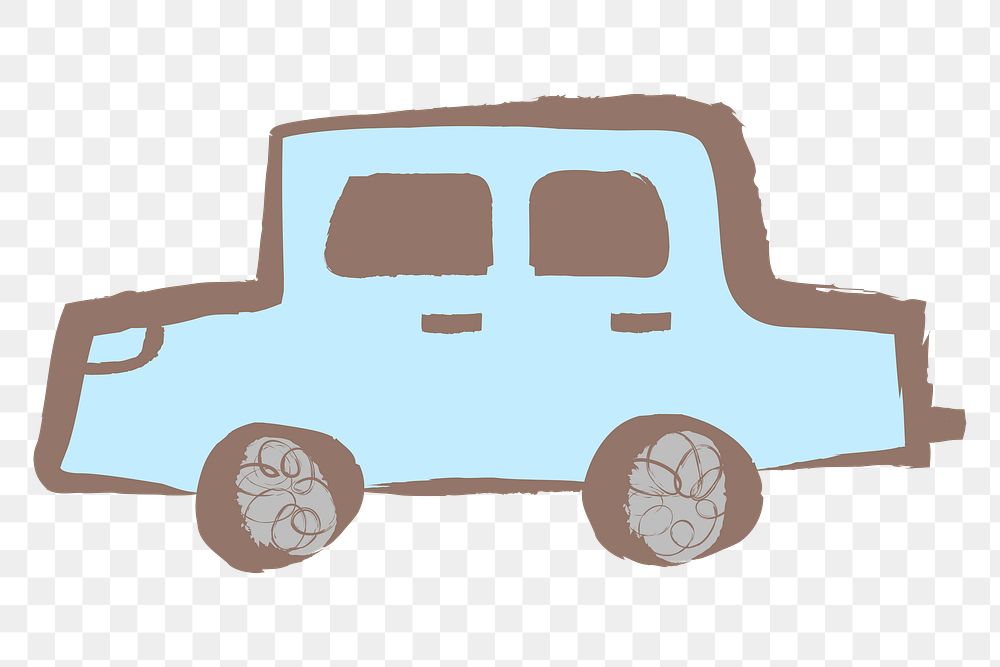 Car, vehicle png sticker, pastel doodle in aesthetic design on transparent background