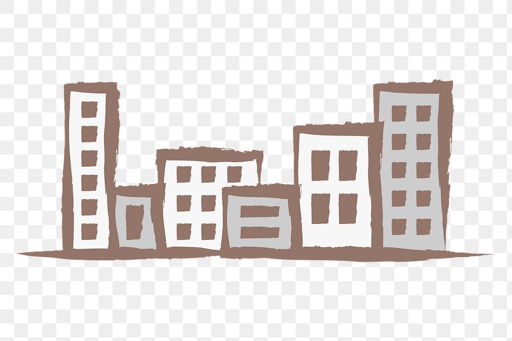 Office buildings png sticker, pastel doodle in aesthetic design on transparent background