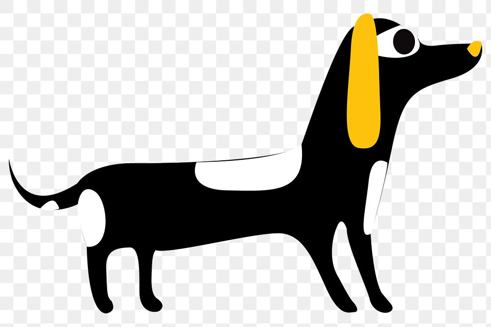 Png dog dachshund digital sticker transparent illustration in black