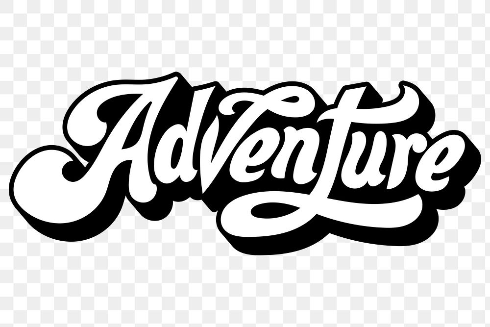 Black and white adventure retro style font design element