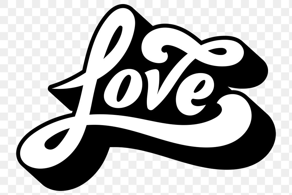 Black and white love funky bold stylized font design element